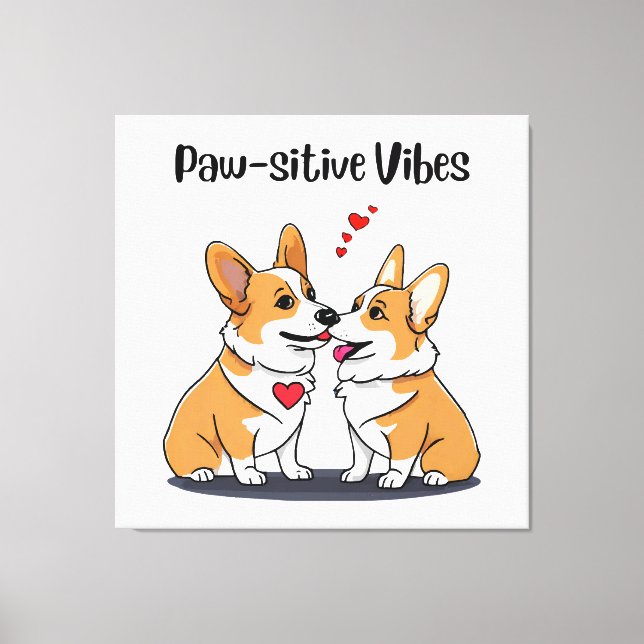 Lienzo Corgis Vibes enamorados (Anverso)
