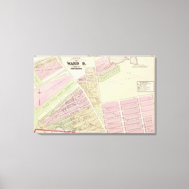Lienzo Corliss Cove Cunliffs Pond and Cranston Atlas Map (Anverso)