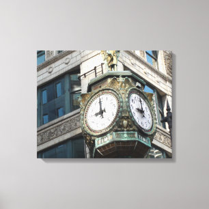 Lienzo Corner Clock Downtown Chicago Canvas Print