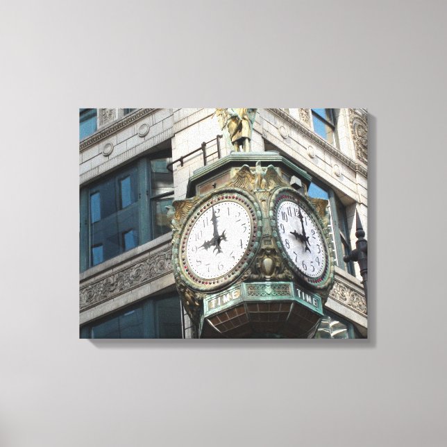 Lienzo Corner Clock Downtown Chicago Canvas Print (Anverso)