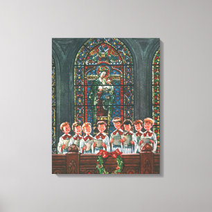 Lienzo Coro de niños cantando en una iglesia en Navidad v