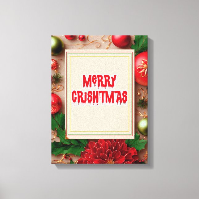 Lienzo Corona de flores de Feliz Navidad (Anverso)