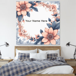 Lienzo Corona floral personalizada de naranja polvorienta
