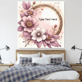 Lienzo Corona floral rosa polvorienta personalizable