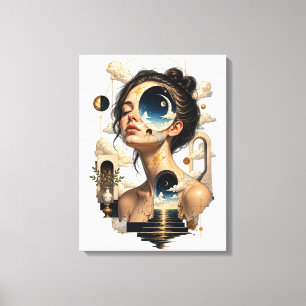 Lienzo cortado que ilustra una obra surrealista