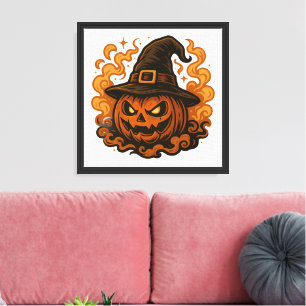 Lienzo Cosecha embrujada - Calabaza de Halloween de dos c