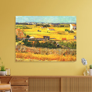 Lienzo Cosecha en La Crau, Montmajour por Vincent van Gog
