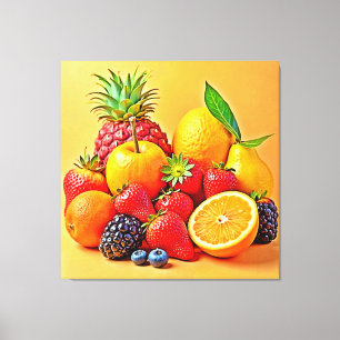 Lienzo Cosecha Fresca: Diseño de Cosecha de Frutas Vibran
