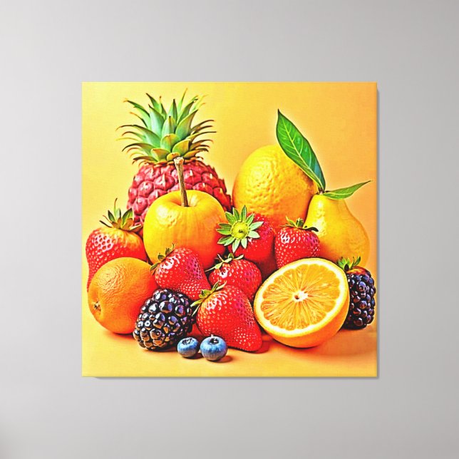 Lienzo Cosecha Fresca: Diseño de Cosecha de Frutas Vibran (Anverso)
