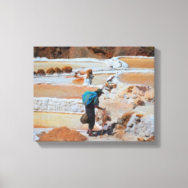 Lienzo Cosechando sal en Maras, Perú (Anverso)