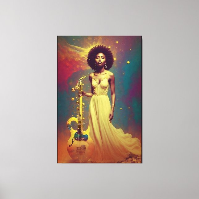 Lienzo Cosmic Black musician Lady (Anverso)