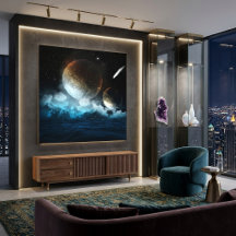 Cosmic Celestial Planets Shooting Star Ocean