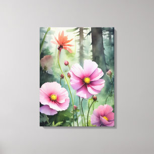Lienzo Cosmos encantadores en una hermosa acuarela forest