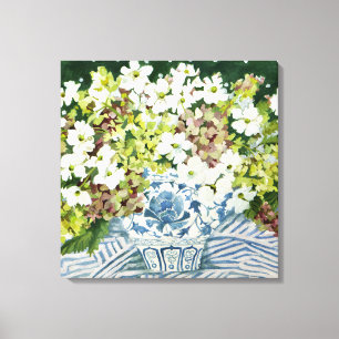 Lienzo Cosmos y hydrangeas en un florero chino 2013