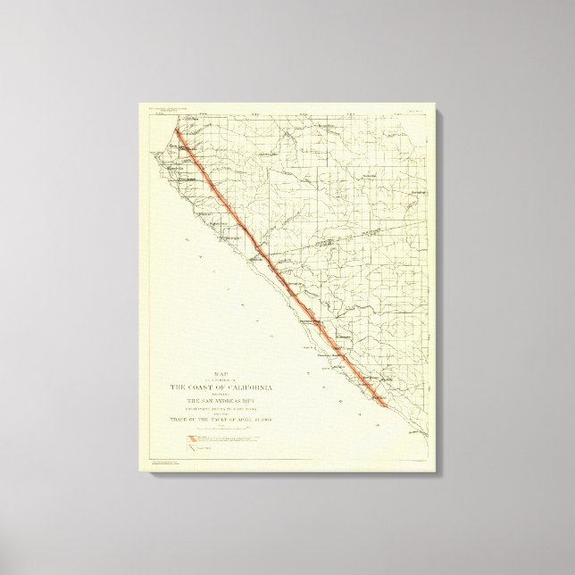 Lienzo Costa de California mostrando el Rift de San Andre (Anverso)