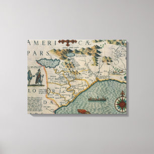 Lienzo Costa de Carolina del Norte, detalle del mapa titu