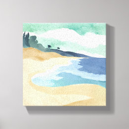 Lienzo Costa de la playa | Acuarela Azul