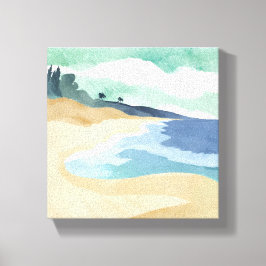 Lienzo Costa de la playa | Acuarela Azul