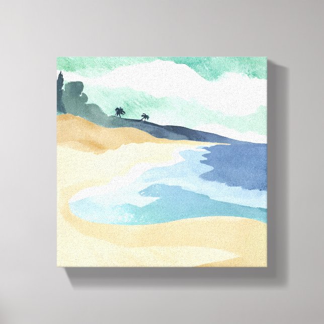Lienzo Costa de la playa | Acuarela Azul (Anverso)