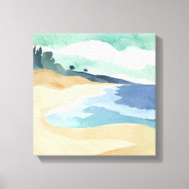 Lienzo Costa de la playa | Acuarela Azul