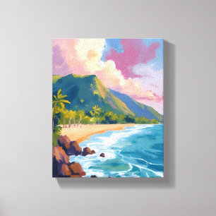 Lienzo Costa de montañas de Fiji Pintura de viaje