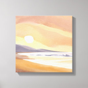 Lienzo Costa de puesta de sol amarilla   Pintura ligera e