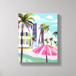 Lienzo Costa de South Beach | Acuarela de Miami Florida