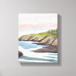 Lienzo Costa del Mar   Pintura en Acuarela Costera