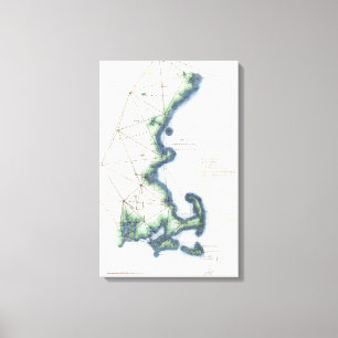Lienzo Costa del vintage del mapa de Nueva Inglaterra