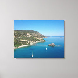 Lienzo Costa mediterránea y yates, Chipre