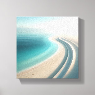 Lienzo Costa minimista brumosa con curva de arena elegant