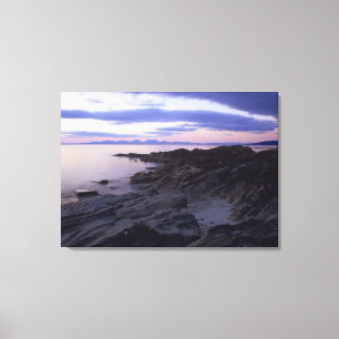Lienzo Costa rocosa en la puesta del sol en Kintyre,
