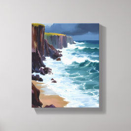 Lienzo Costa tormentosa | Pintura de olas del océano en l