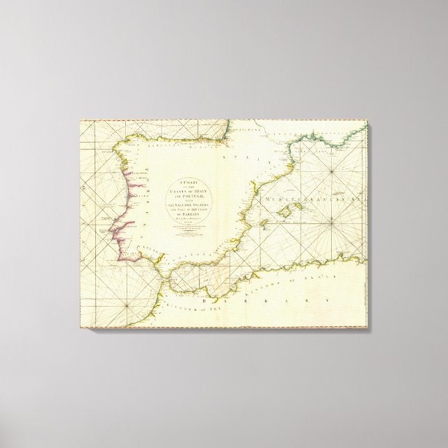 Lienzo Costas España, Portugal, Barbary (Anverso)