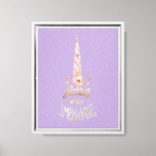 Lienzo Cotización Inspiradora de Purple Gold Unicorn