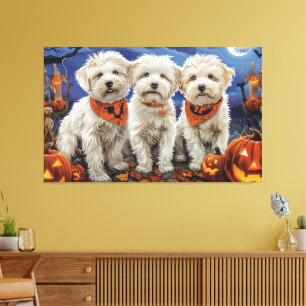 Lienzo Coton De Tulear Halloween Espeluznante