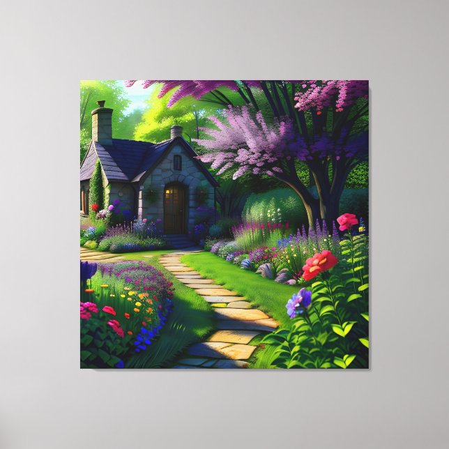 Lienzo Cottaje de flores tres (Anverso)