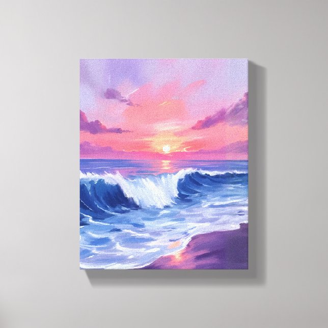 Lienzo Cotton Candy Cove | Pink Ocean Watercolor Painted (Anverso)