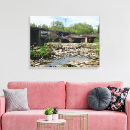 Lienzo County Bridge y el río Calder, Sowerby Bridge
