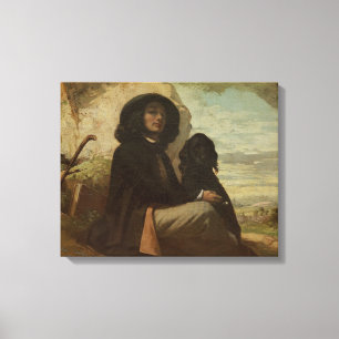 Lienzo Courbet con su perro negro, 1842