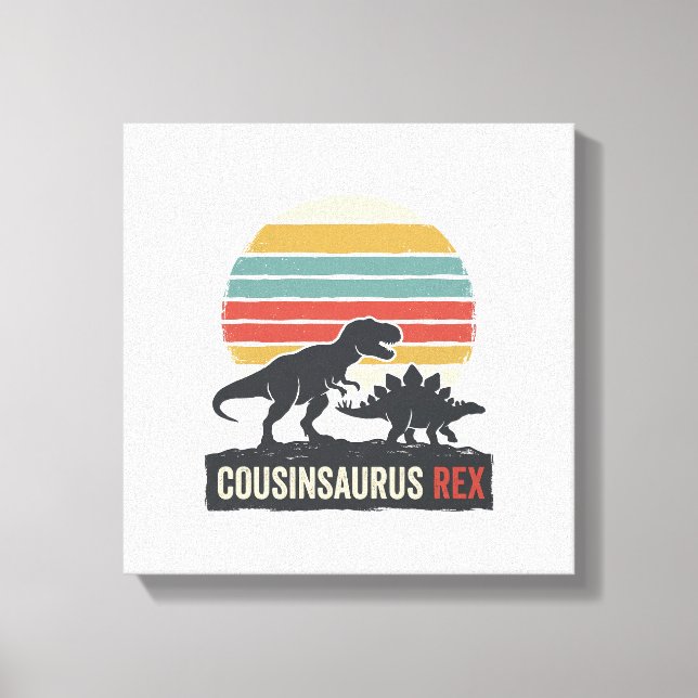 Lienzo Cousinsaurus Rex Camiseta Divertida de Dinosaurio  (Anverso)