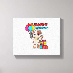 Lienzo Cow Birday Balloon Thatleman Farmer Cute B
