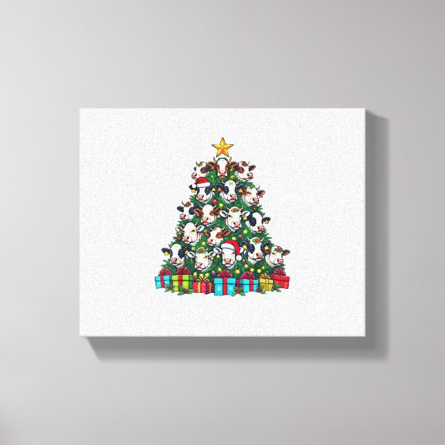 Lienzo Cow Christmas Tree Funny Cow Xmas (Anverso)