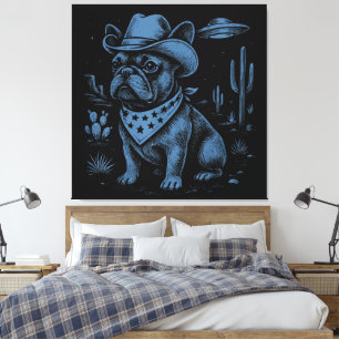Lienzo Cowboy Cowboy Bulldog francés Cowboy Cowboy Dog