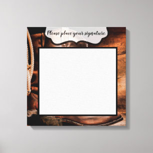 Lienzo Cowboy de tela de 20"x20" estampado bota madera de