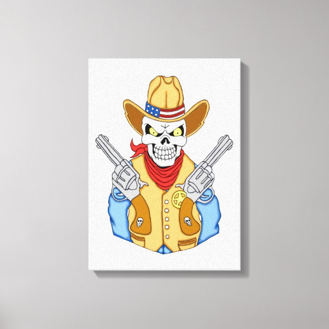 Lienzo Cowboy Skull Occidental (Anverso)