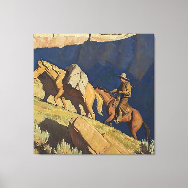 Lienzo “Cowboy y caballo de carga” de Maynard Dixon (Anverso)