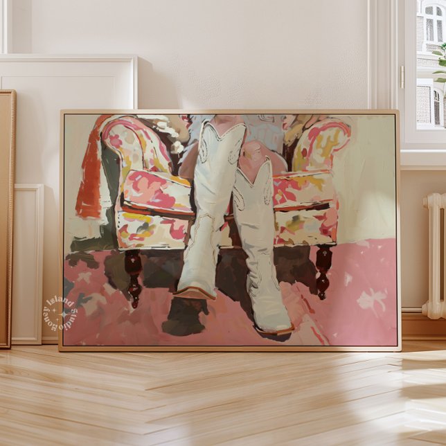 Lienzo Cowgirl Boots Pintura Retro Vintage (Cowgirl Boots Painting Retro Vintage Canvas Print)