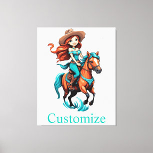 Lienzo Cowgirl Riding Pony Thunder_Cove
