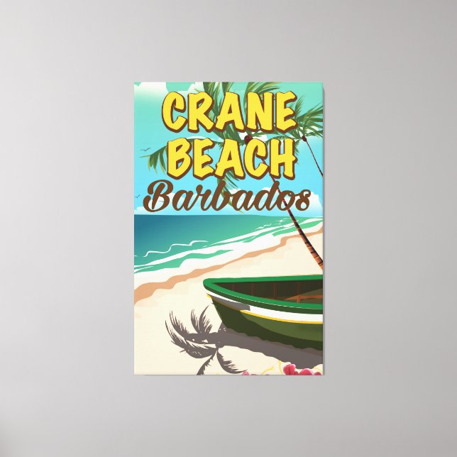 Lienzo Crane Beach poster de vacaciones de Barbados (Anverso)